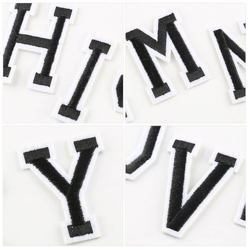 3D Black English Alphabet Embroidered Patches Clothes Bag Iron On