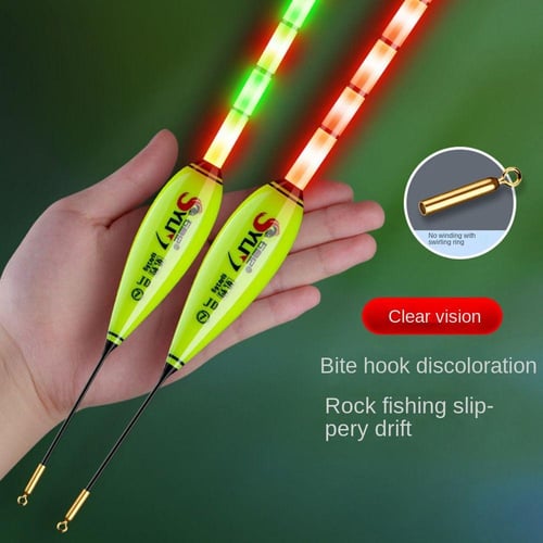 Wood Fluorescent Long Tail Fishing Float Indicators Set Of 3 For