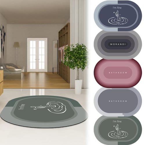 Bathroom Water Absorbent Rug Set Rubber Door Mats Diatom Mud Floor