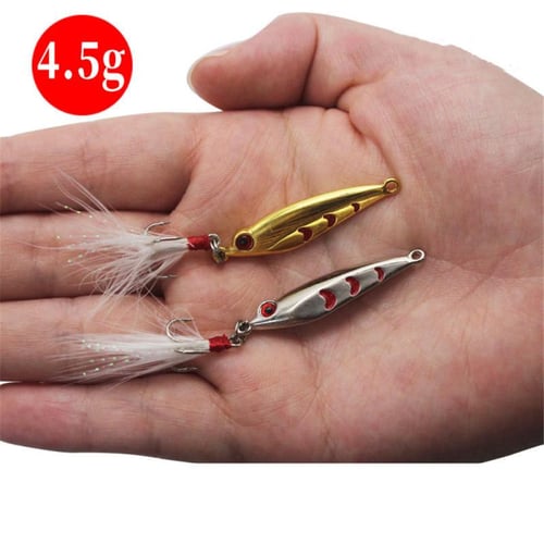 Spinner Spoon Fishing Lures 4.5g Gold Silver Artificial Bait With Feather  Plus Treble Hook - buy Spinner Spoon Fishing Lures 4.5g Gold Silver  Artificial Bait With Feather Plus Treble Hook: prices, reviews