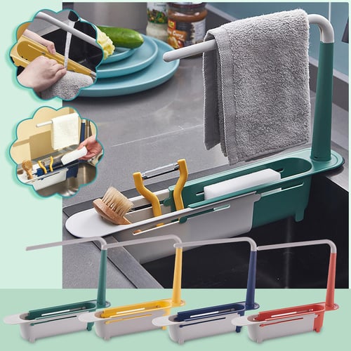 Telescopic Sink Rack Soap Sponge Holder Kitchen Sinks Organizer Adjustable  Sinks