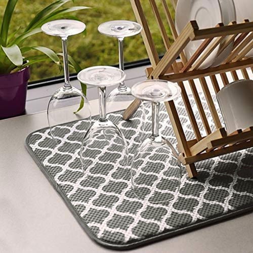 1PC Patterned Tiles Kitchen Drain Pad Dish Drainer Mat Absorbent