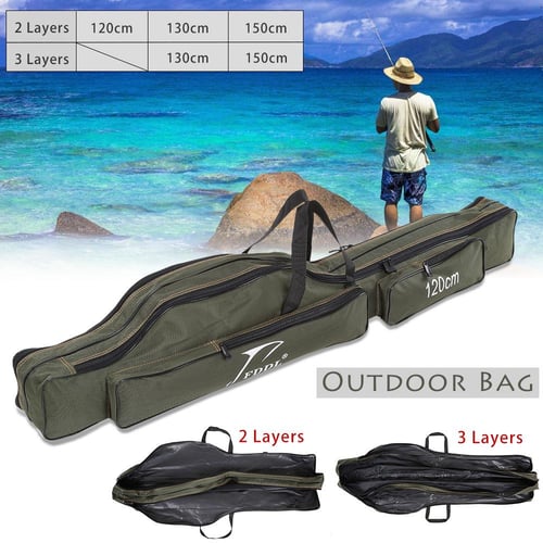 Cheap Outdoor 3 Layer Fishing Bag Backpack 80cm/100cm Fishing Rod Reel  Carrier Bag Fishing Pole Tackle