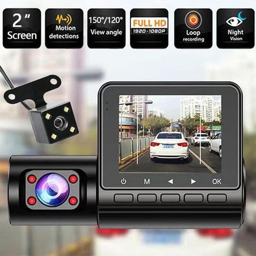 3 Lens Dash Cam Cars DVR Camera Vehicle Night Vision Dashcam 4K+1080P 150°  Rear View Camera Monitor Car Camera Car Accsesories