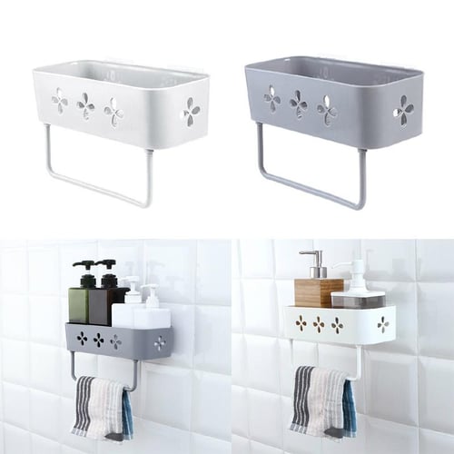 Wall Mounted Bathroom Shelf Floating Shelf Shower Shampoo Hanging Holder  Rack Punch-Free Self-Adhesive Wall Storage Organizer