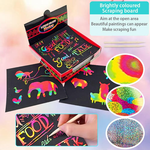 24 Sheets Scratch Paper Rainbow Painting Sketch Pads DIY Art Craft  Scratchboard