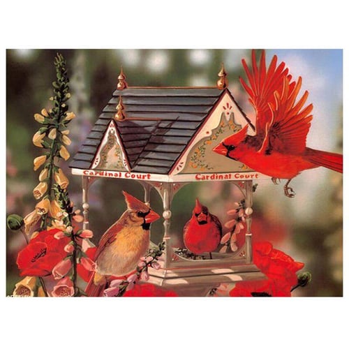 5D Diamond Painting White Birdhouse Cardinal Kit