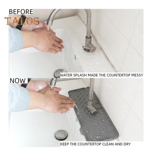 Silicone Kitchen Faucet Mat 14.5'' and Sink Soap Tray 9.25'' - Easy to  Clean and Dishwasher Safe - Washable Non Absorbent Faucet Mat for Kitchen  Sink