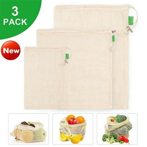 1PC Reusable Cotton Drawstring Bags Kitchen Fruit Vegetable Produce Bags  Candy Gift Bag Pouch Jewelry Drawstring