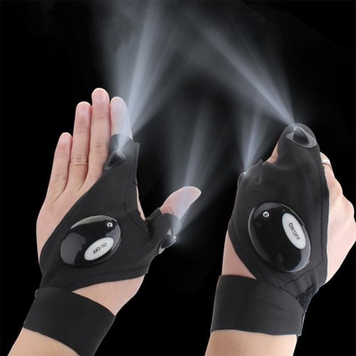 1Pc Night Fishing Glowing Glove Rechargeable Flashlight Half-Finger Glove  Outdoor Camping Running Car Repairing LED Gloves Men Accessories