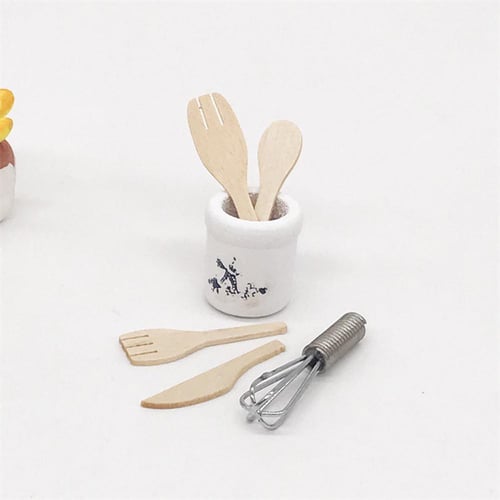 12pcs 1/12 Dollhouse Miniature Accessories Mini Tableware Kitchen Knife  Fork Soup Spoon for Doll House Decor 