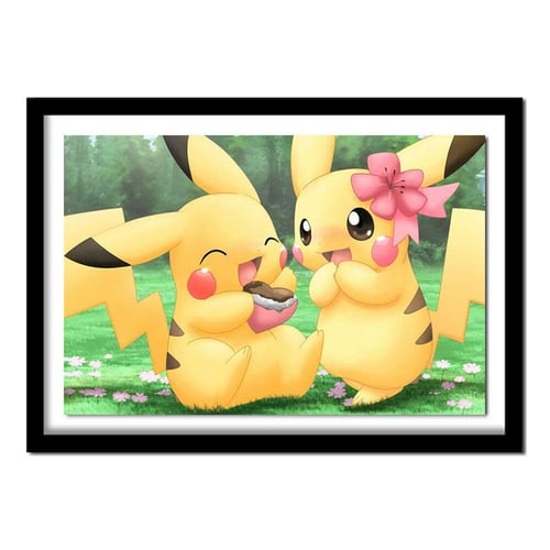 Pikachu and eevee framed diamond painting