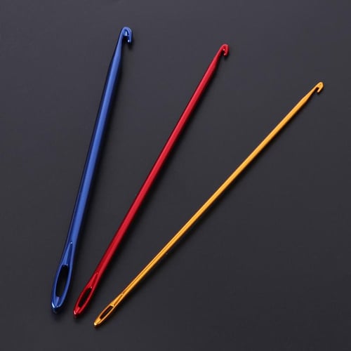 Cheap 1pc 2-10mm Random Color Rubber Handle Aluminum Crochet Hooks Knitting  Needle Yarn Sweater Weave Craft Tools