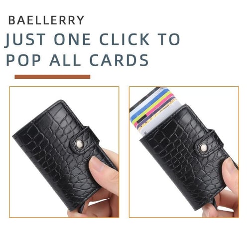 RFID Anti-theft Smart Wallet Thin ID Card Holder Unisex Automatically Solid  Metal Bank Credit Card Holder Business Mini