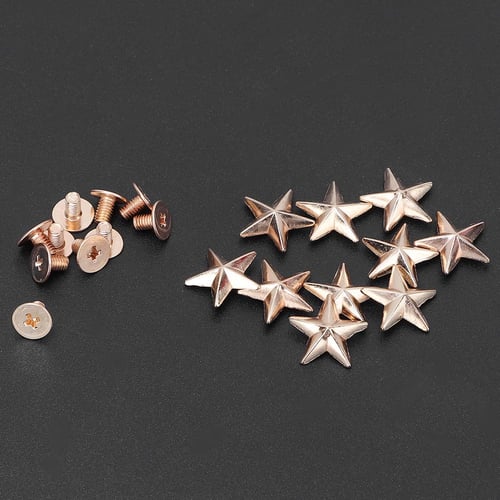 30 Sets Star Studs Star Rivets Screw Zinc Alloy 14mm Star Studs and Spikes  Metal Leather-Craft DIY for Shoes Bags Clothing Decoration(Silver)