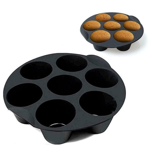 Round Muffin Cup Mold - 7 Even Cake Cups for Oven or Air Fryer