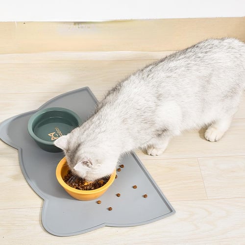 Pet Placemat Silicone Dog Cat Food Mat Many Paws Round Pet Feeding