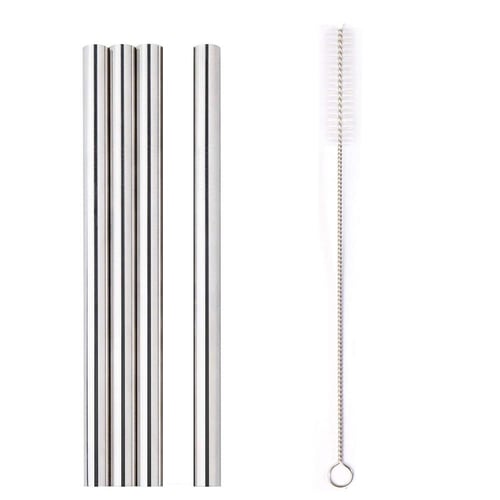 4pcs/set Portable Stainless Steel Reusable Metal Straw, Extra Long