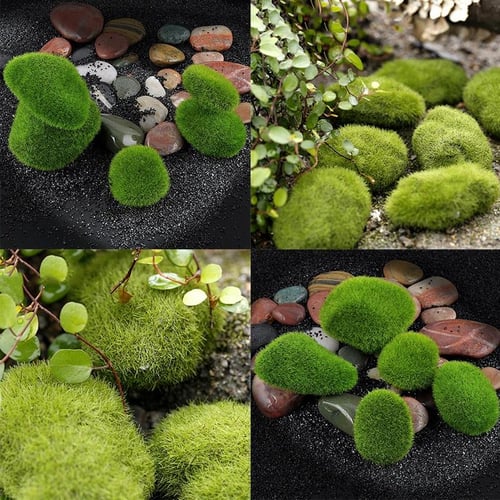 4Pcs/set Artificial Moss Rocks Decorative Green Moss Balls For