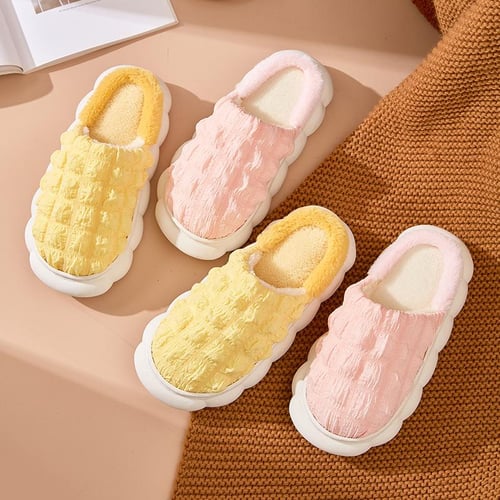 Winter Warm Slipper for Women and Men, Fuzzy Plush Lining House Shoes Comfy  Non-slip Lightweight Slippers Indoor Outdoor, Winter House Memory Foam