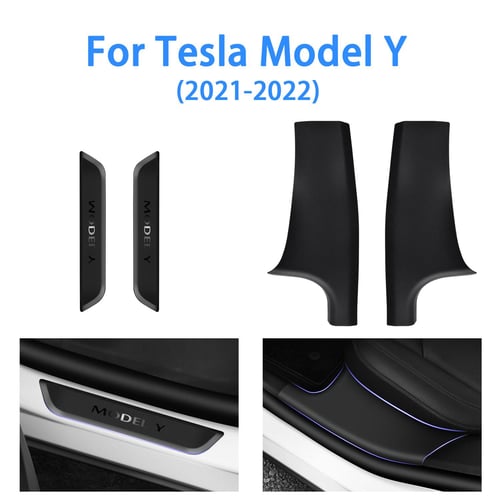ABS Rear Door Sill Guards Protector Scuff Plate Cover For Tesla Model Y +  Car Door Sill Decal Sticker Pedal - buy ABS Rear Door Sill Guards Protector  Scuff Plate Cover For