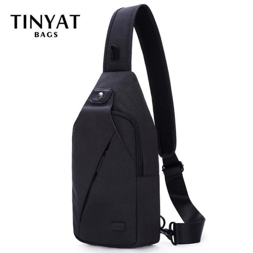 Cheap TINYAT Men's Bags Men Shoulder Bags for 9.7'pad 9 Pockets Waterproof  Casual Crossbody Bag Black Canvas Messenger Bag Shoulder