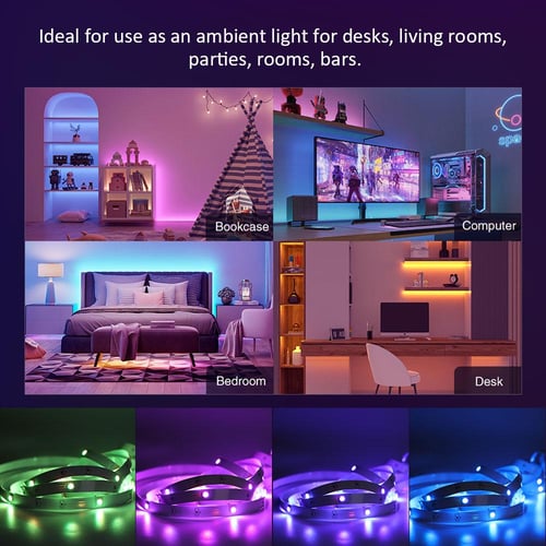 HOVVIDA LED Strip 5 m, 30 LEDs/Metre, 150 LED, RGB 5050 LED Strip, App and  Remote Control, Music Mode, Timing Mode, LED for Room, Living Room,  Kitchen, Bedroom, Bar, Party : : Lighting
