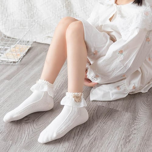 Girls Dress Cotton Lace Ruffle Socks