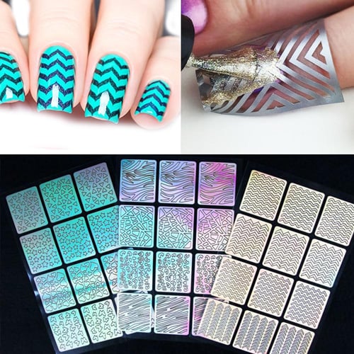 PREMIUM QUALITY Vinyl Nail Stencil Stickers Stencils Styles French Manicure  Nail Sticker Manicure Curved Wave Nail