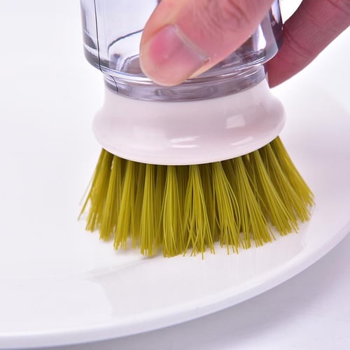 1pc Press-type Dish Brush With Liquid Dispenser, Non-stick, Non