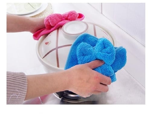 1PCS Quick Dry Hand Towels Coral Fleece Wipe Handkerchief Kitchen