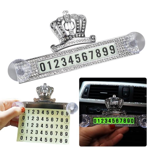 Rhinestones Diamond Hideable Temporary Car Parking Card Phone Number Card  Plate Telephone Numbers Card Crystal Car Stickers