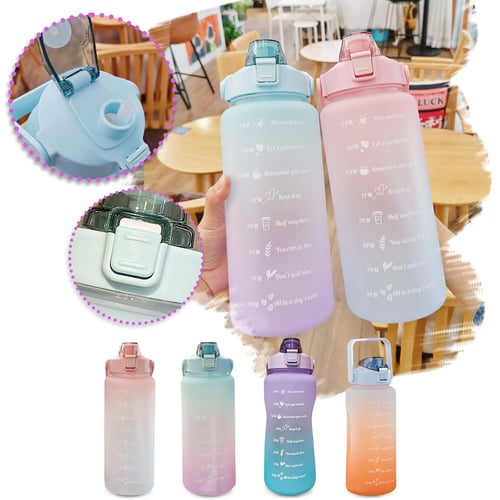 2L Large Capacity Water Bottle With Bounce Cover Time Scale Reminder For  Sports