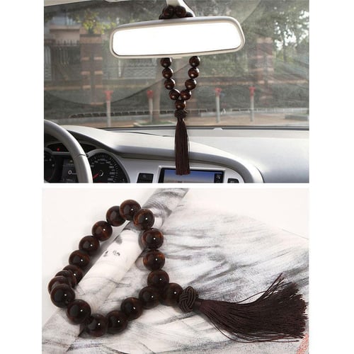 Car Rearview Mirror Hanging Pendant Buddha Wood Beads Interior Decor  Ornament