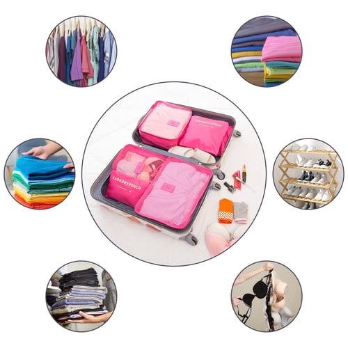 6pcs Travel Storage Bag Set For Clothes Tidy Organizer Wardrobe