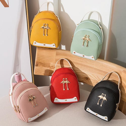 Women Girl Backpack Shoulder Bag Schoolbag Leather Oil Wax Cowhide