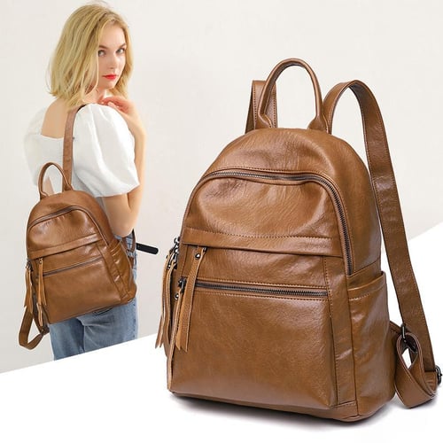 Fashion Soft PU Leather Backpacks for Women Female Shoulder Bag Sac a Dos  Casual Large Travel Ladies Bag Mochilas School Bags 