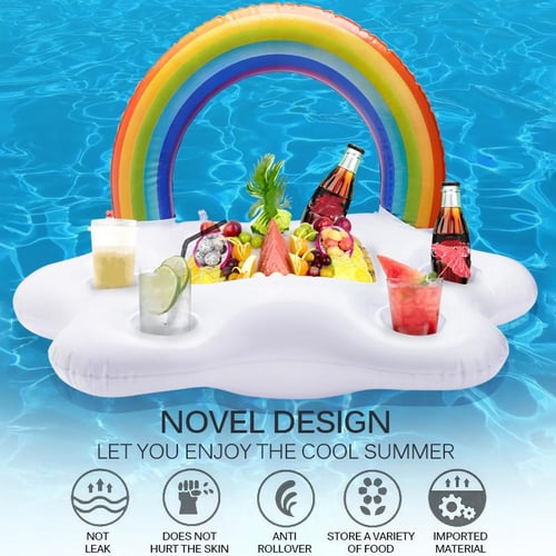 Summer Party Bucket Cup Holder Inflatable Pool Float Beer Drinking Cooler  Table Bar Tray Beach Swimming Ring Accessories