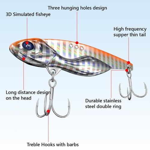 Fishing Spoon Lure 3~36g Hard Metal Feather Bait Treble Hooks Bass Fishing  Long Distance