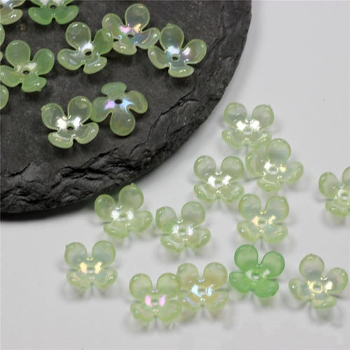 Fashion Green Color Acrylic Leaf Beads Handmade DIY Loose