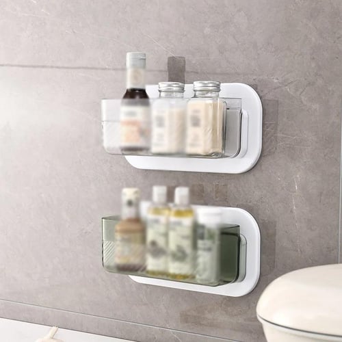1pc Bathroom Organizer Wall Mounted Shelf With Luxury Design For Cosmetics  And Toiletries Storage, Punch Free