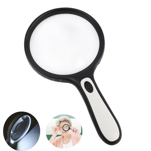 10X Handheld Magnifier Lighted Magnifying Glass Lens Large Diameter 88mm  with Warm and Cool LED Lights for Reading