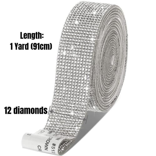 12 Rhinestones X 1 Yard Self Adhesive Crystal Rhinestone Ribbon DIY Decor  Stickers for Craft DIY Decor HMM - buy 12 Rhinestones X 1 Yard Self  Adhesive Crystal Rhinestone Ribbon DIY Decor