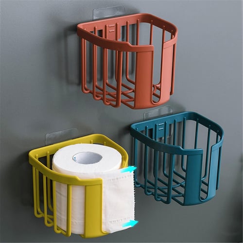 1pc Thickened Abs Toilet Paper Holder Without Drilling, Bathroom Tissue  Roll Holder With Mobile Phone Stand