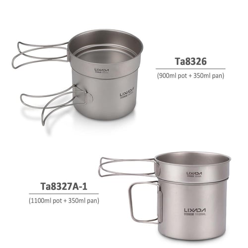 Titanium Cookware Set Titanium Pot Camping Pan 2.8L Pot with 1.1L Pan for  Outdoor Camping Backpacking Hiking Picnic Cooking