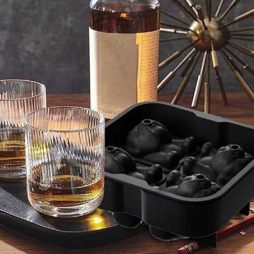 Bulldog Ice Cube Mold 4 Cavity Novelty Drink Tray Fun Shape Ice