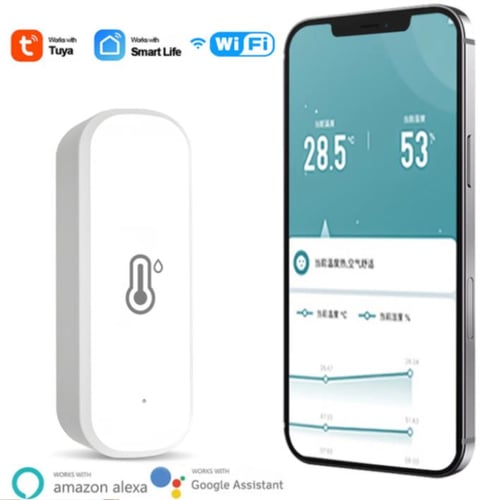 Tuya WiFi Temperature and Humidity Sensor Indoor Smart Life APP Battery  Thermometer Hygrometer Monitor Works With Alexa Google