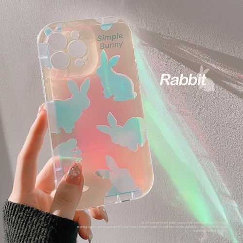 Glitter Gradient Cartoon Rabbit Phone Case - Cute Cover for iPhone