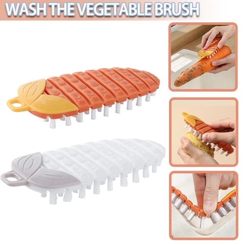 1pc Carrot Shaped Vegetable Cleaning Brush, Multifunctional Flexible Brush  For Cleaning Kitchen Vegetable And Fruits, Hanging Design Cleaning Tool