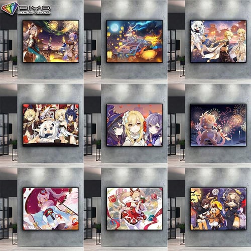 Anime Genshin 5D Diamond Painting Kit Cross Stitch Rhinestone Full Drill  DIY Art